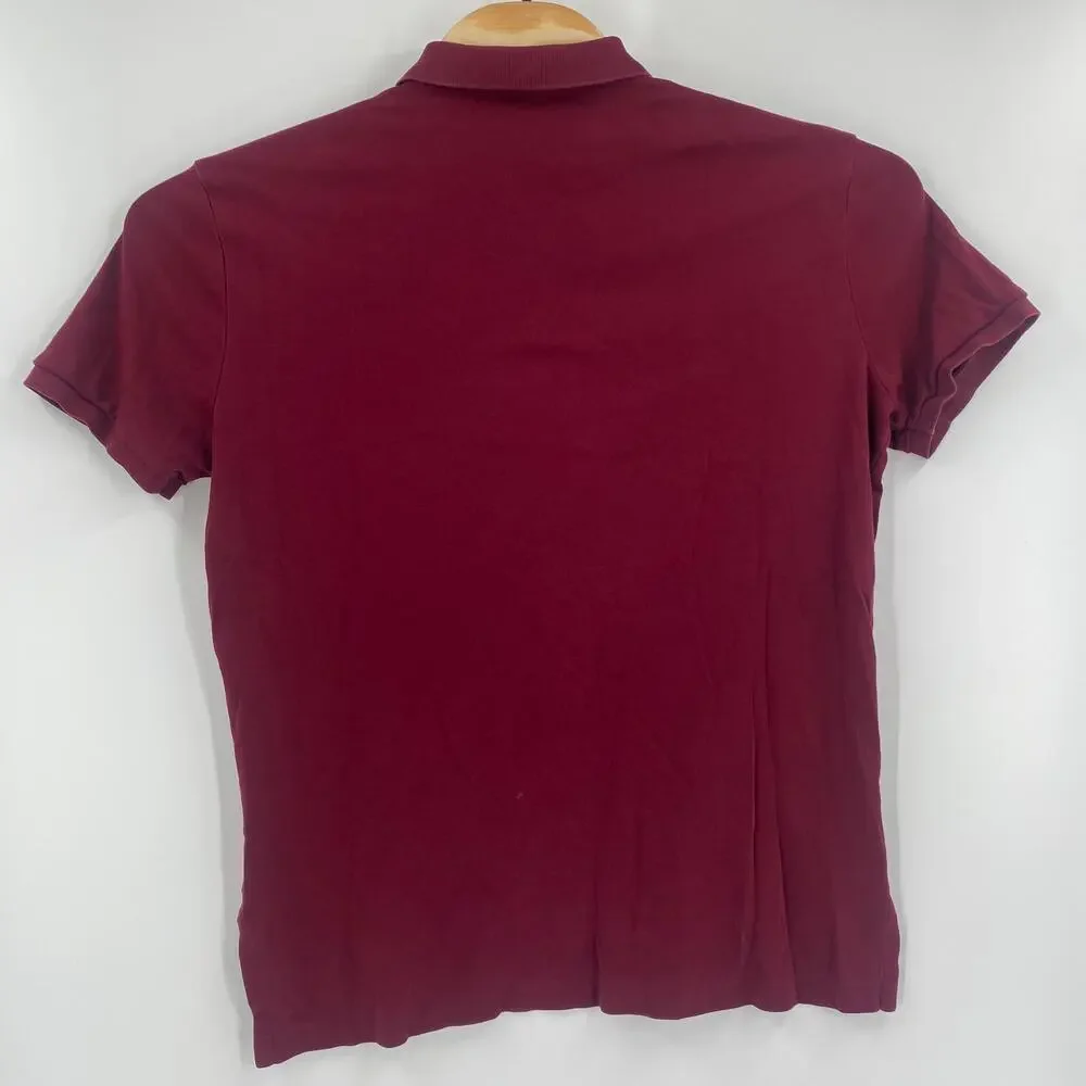 Polo Ralph Lauren Men's Large Burgundy Red Short Sleeve‎ Custom Fit Polo Shirt